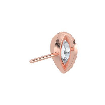 Pear Halo Solitaire Studs-Rose Gold