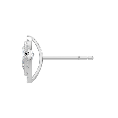 Pear Halo Solitaire Studs-White Gold