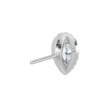 Pear Halo Solitaire Studs-White Gold