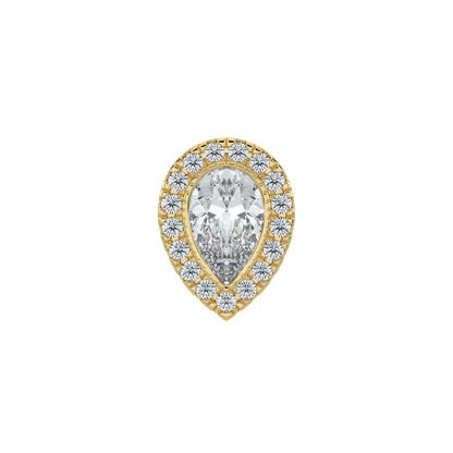 Pear Halo Solitaire Studs-Yellow Gold