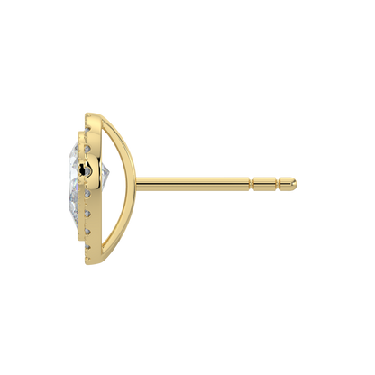 Pear Halo Solitaire Studs-Yellow Gold