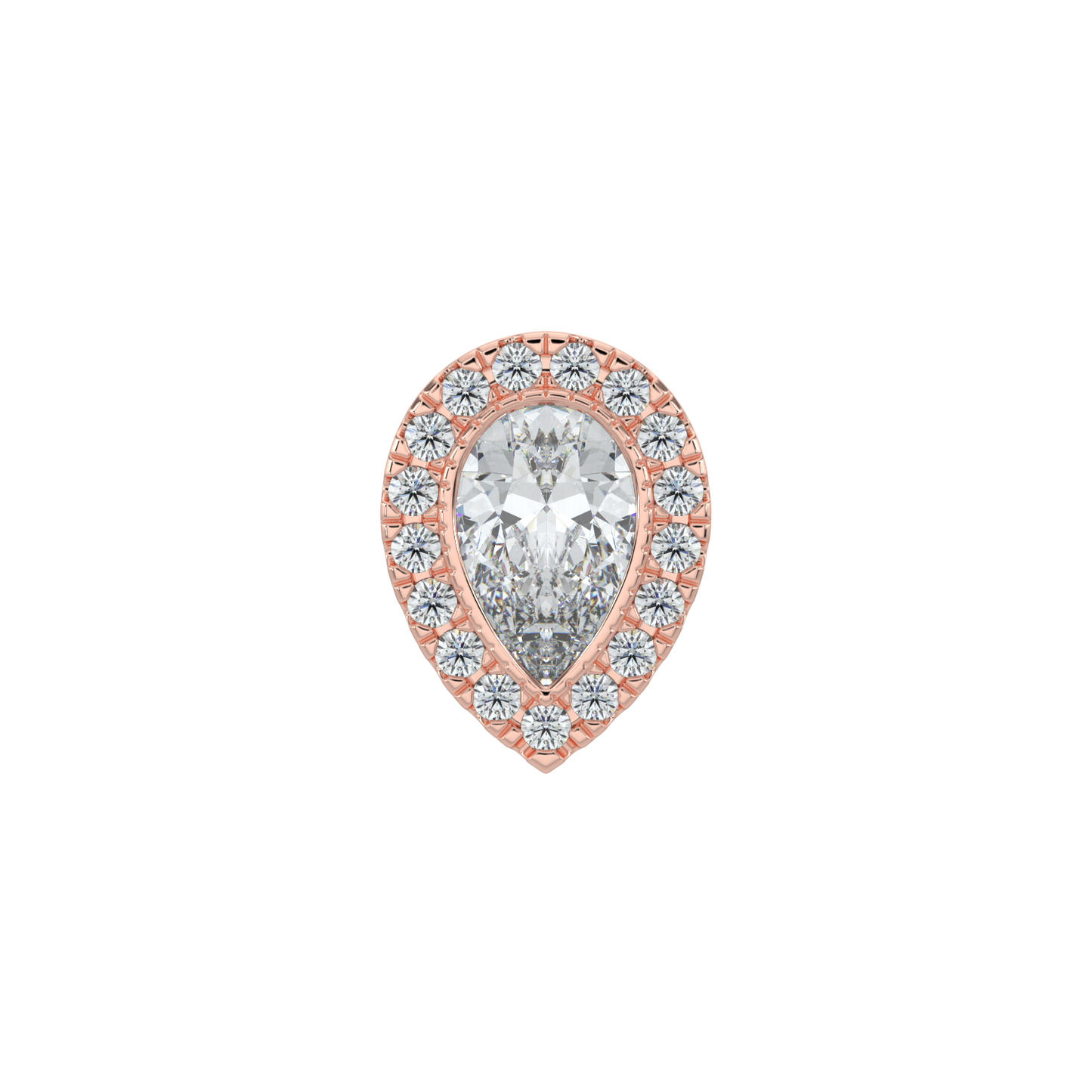 Pear Halo Solitaire Studs-Rose Gold