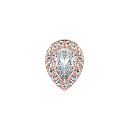 Pear Halo Solitaire Studs-Rose Gold