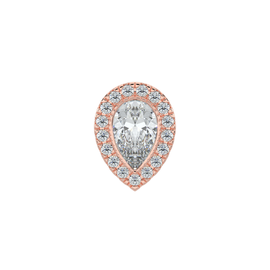 Pear Halo Solitaire Studs-Rose Gold