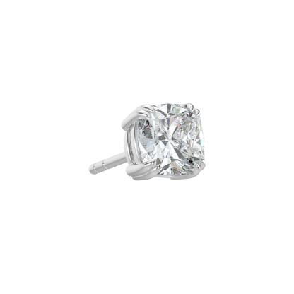 Cushion Solitaire Studs-White Gold