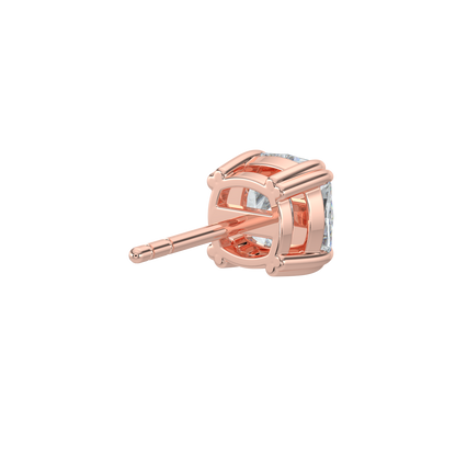 Cushion Solitaire Studs-Rose Gold