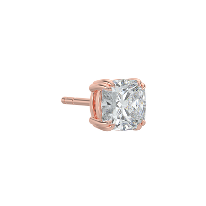 Cushion Solitaire Studs-Rose Gold