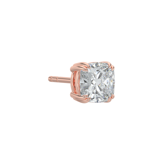 Cushion Solitaire Studs-Rose Gold