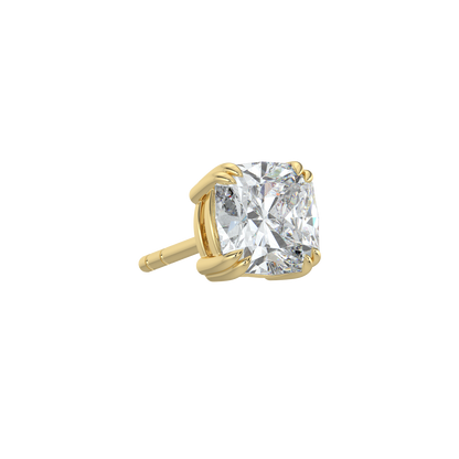 Cushion Solitaire Studs-Yellow Gold