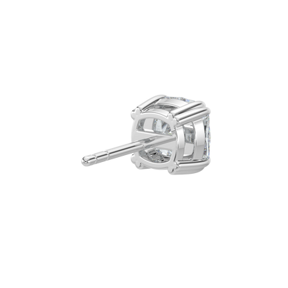 Cushion Solitaire Studs-White Gold