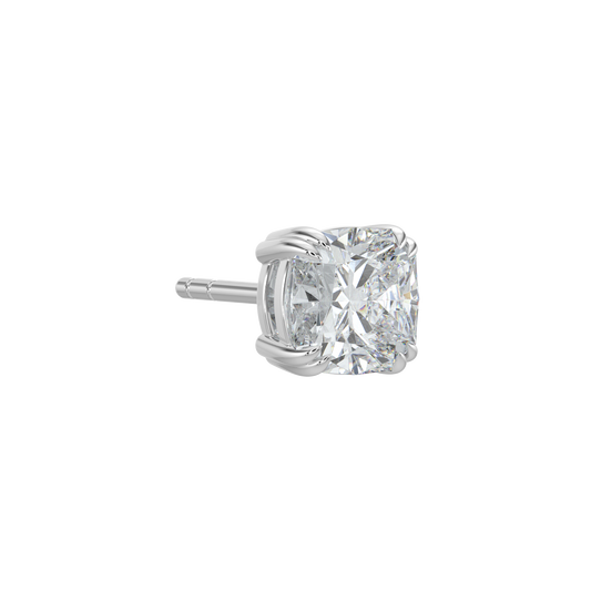 Cushion Solitaire Studs-White Gold