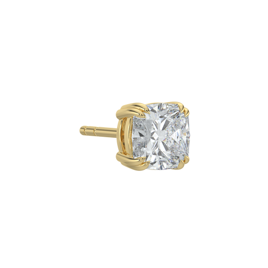 Cushion Solitaire Studs-Yellow Gold