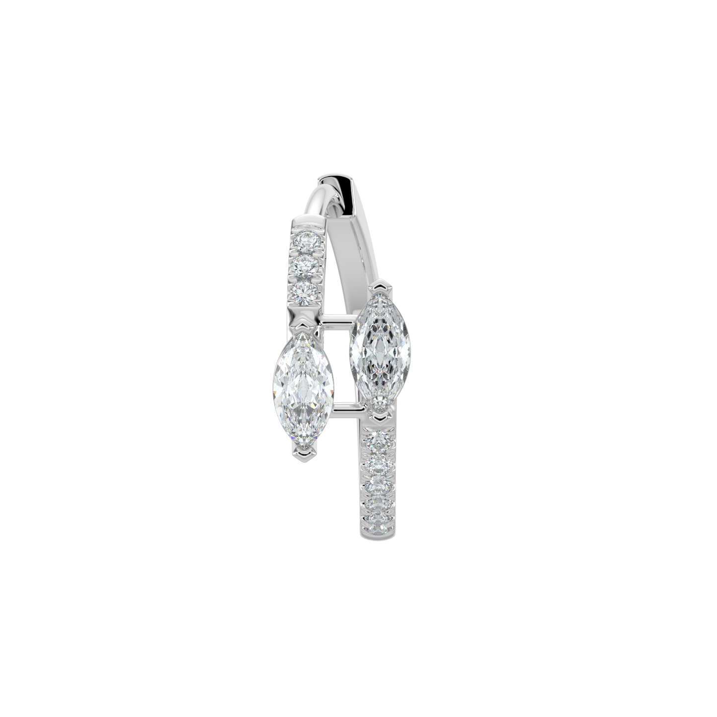 Marquise Diamond Hoop Earrings-White Gold