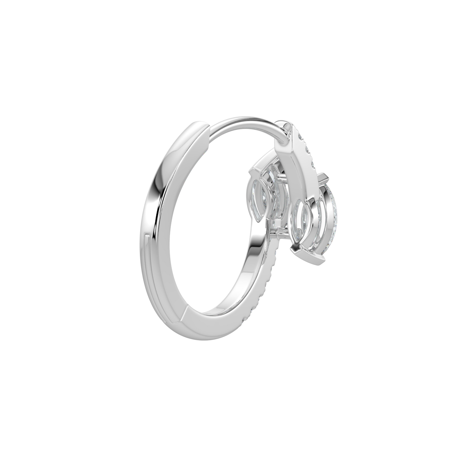 Marquise Diamond Hoop Earrings-White Gold