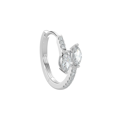 Marquise Diamond Hoop Earrings-White Gold