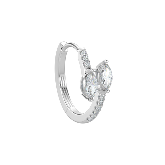 Marquise Diamond Hoop Earrings-White Gold