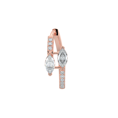 Marquise Diamond Hoop Earrings-Rose Gold