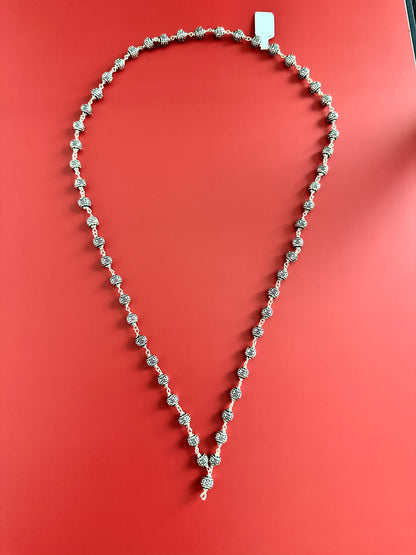 Sterling Silver Beaded Necklace Matar Maala Chain