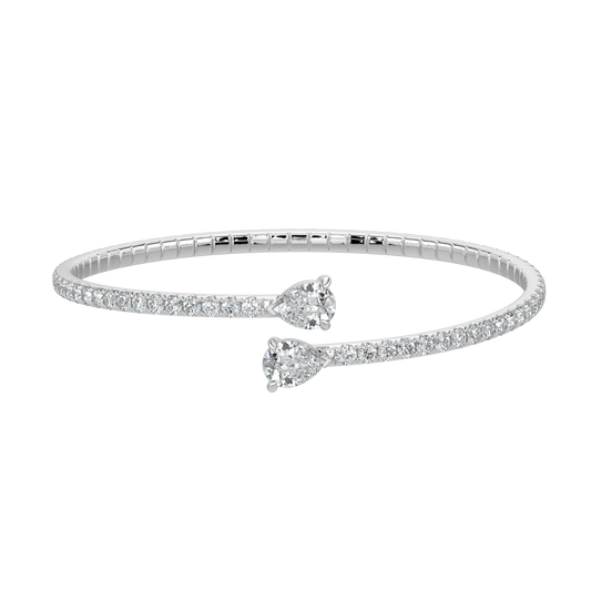 Pear Solitaire Diamond Bracelet-White Gold