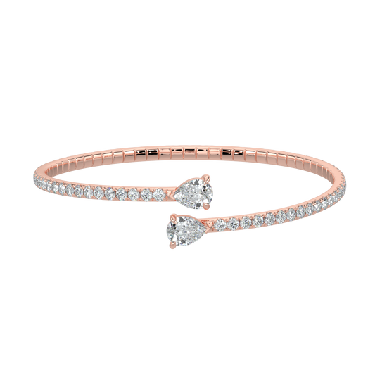 Pear Solitaire Diamond Bracelet-Rose Gold