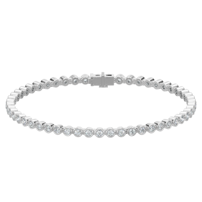 Round Tennis Diamond Bracelet-White Gold