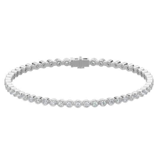 Round Tennis Diamond Bracelet-White Gold