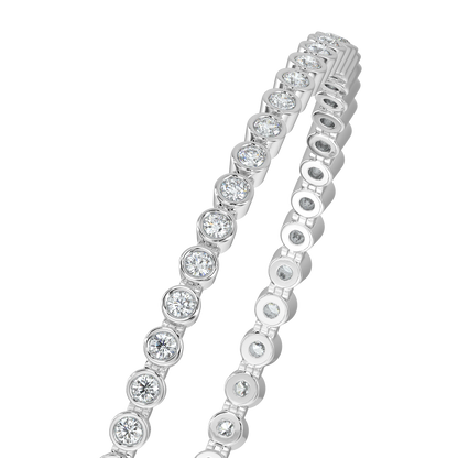 Round Tennis Diamond Bracelet-White Gold