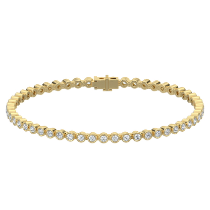 Round Tennis Diamond Bracelet-Yellow Gold