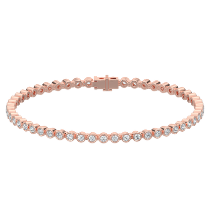 Round Tennis Diamond Bracelet-Rose Gold