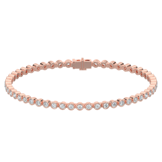 Round Tennis Diamond Bracelet-Rose Gold