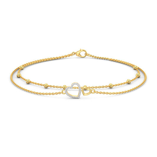 Heartfelt Sparkle Bracelet-Yellow Gold