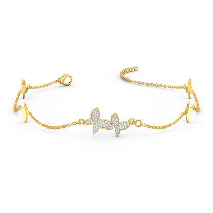 Graceful Flutter Diamond Bracelet-Yellow Gold