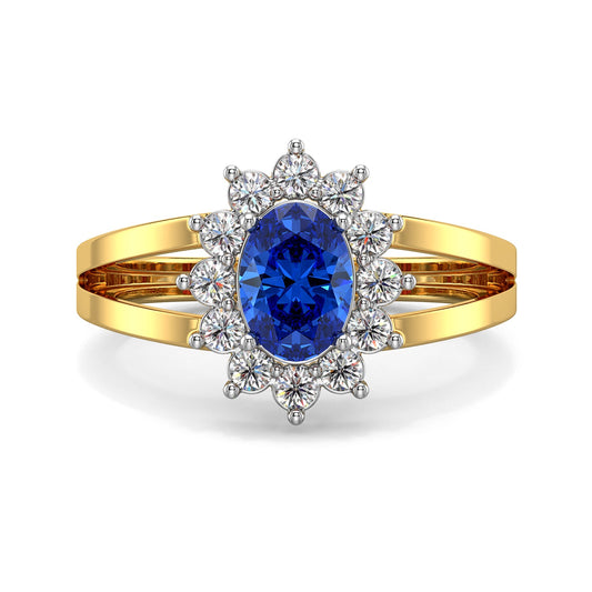 Oval Halo Blue Gemstone Ring