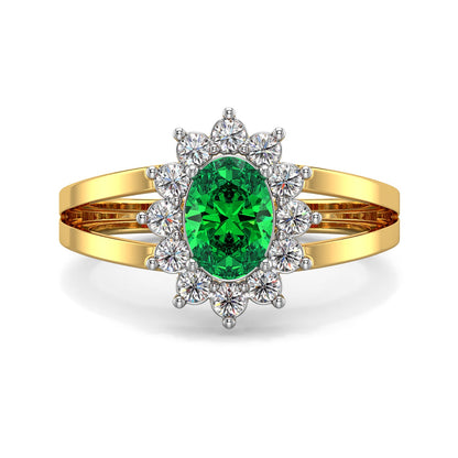 Oval Halo Green Gemstone Ring