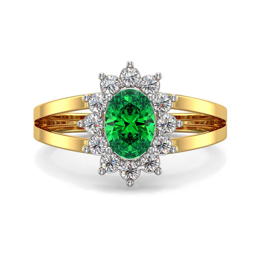 Oval Halo Green Gemstone Ring