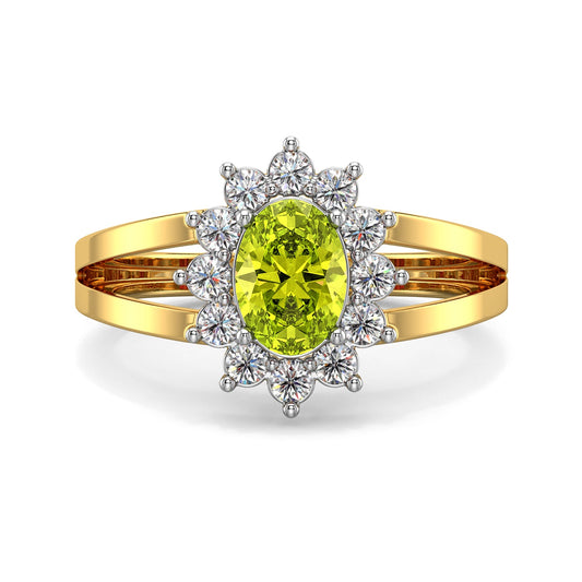 Oval Halo Yellow Gemstone Ring