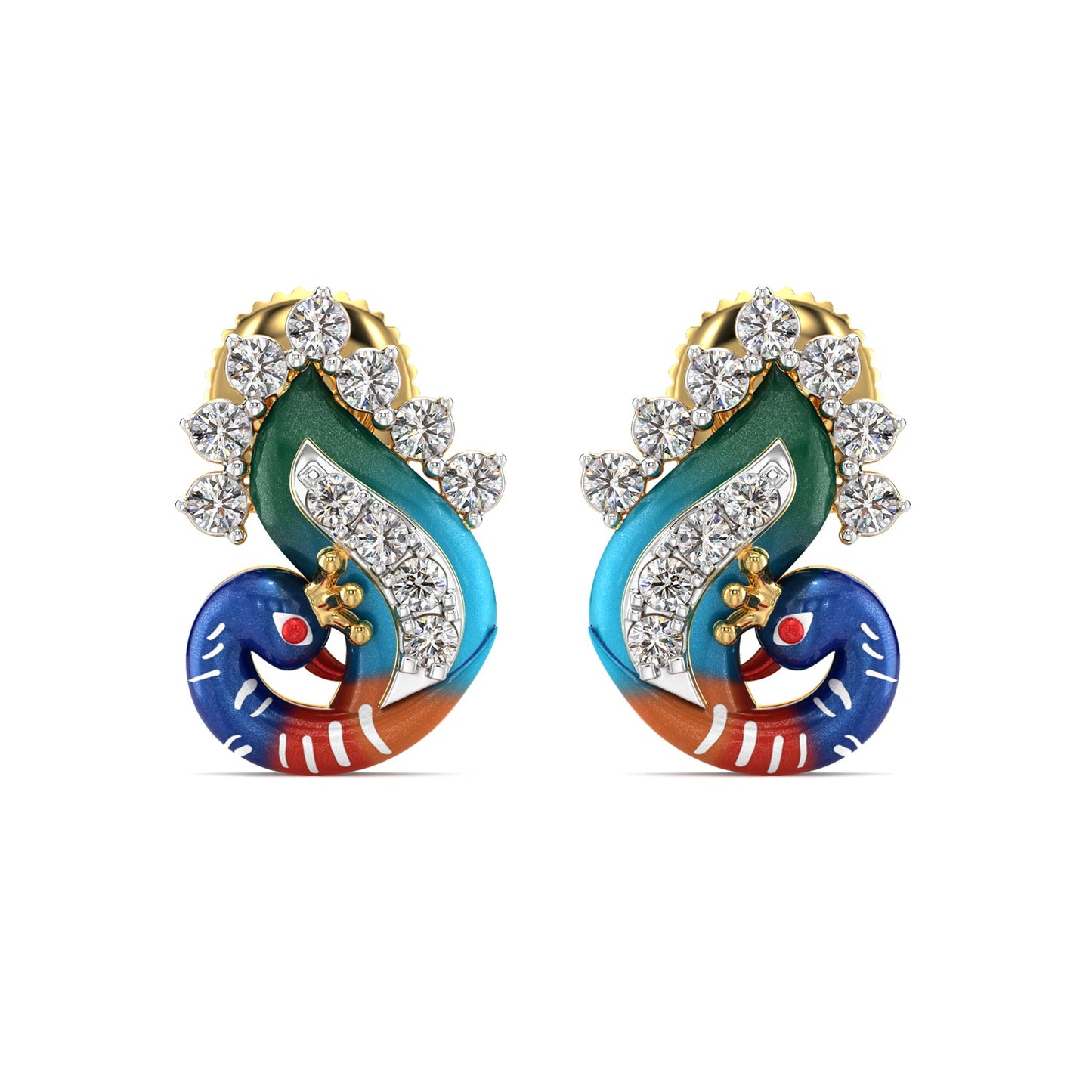 Dazzling Tail Fan Earrings-Yellow Gold