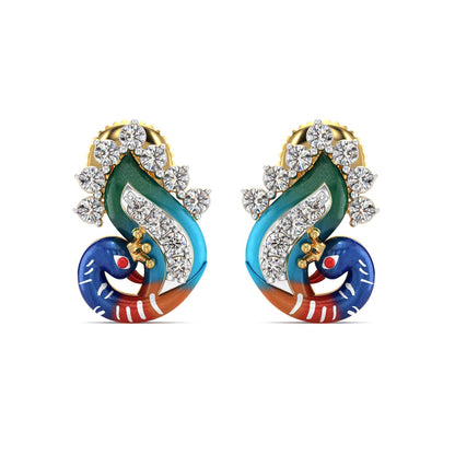 Dazzling Tail Fan Earrings-Yellow Gold