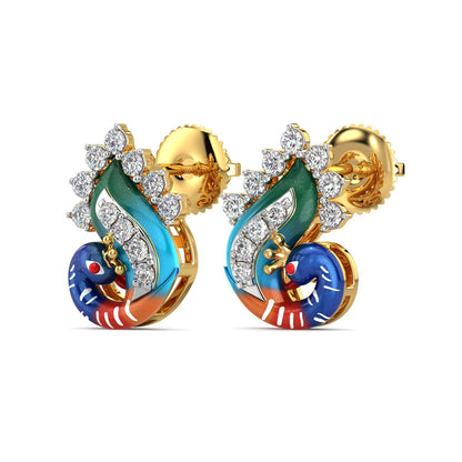 Dazzling Tail Fan Earrings-Yellow Gold