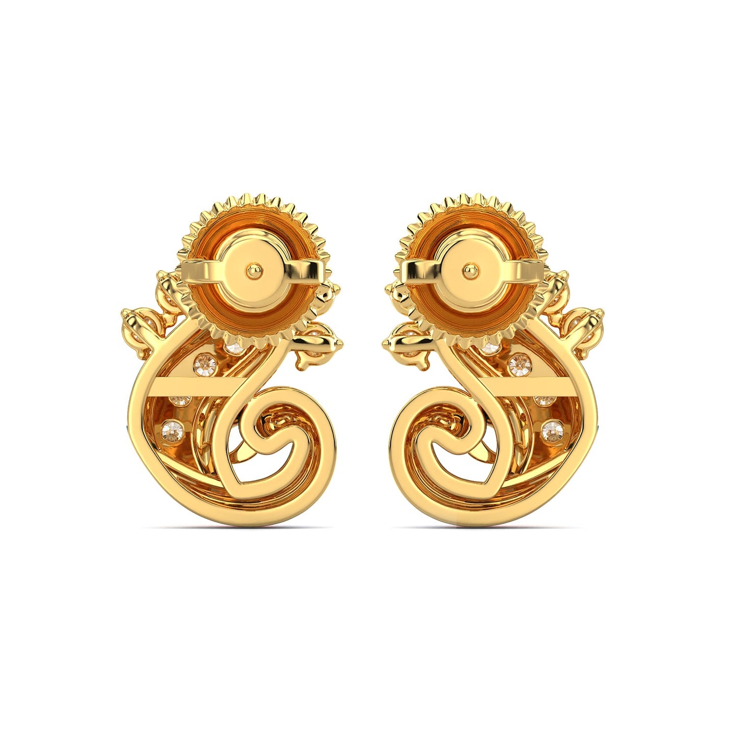 Dazzling Tail Fan Earrings-Yellow Gold