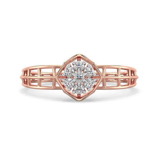 Gilded Mesh Diamond Ring-Rose Gold