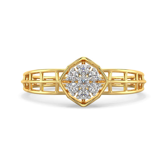 Gilded Mesh Diamond Ring-Yellow Gold