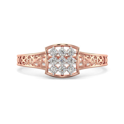 Stellar Net Mesh Diamond Ring-Rose Gold