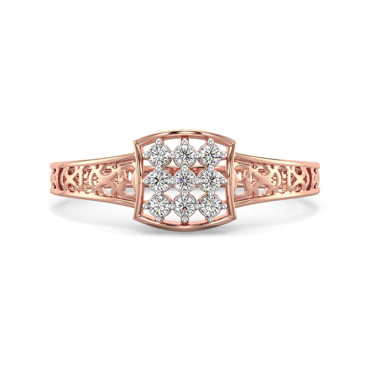 Stellar Net Mesh Diamond Ring-Rose Gold