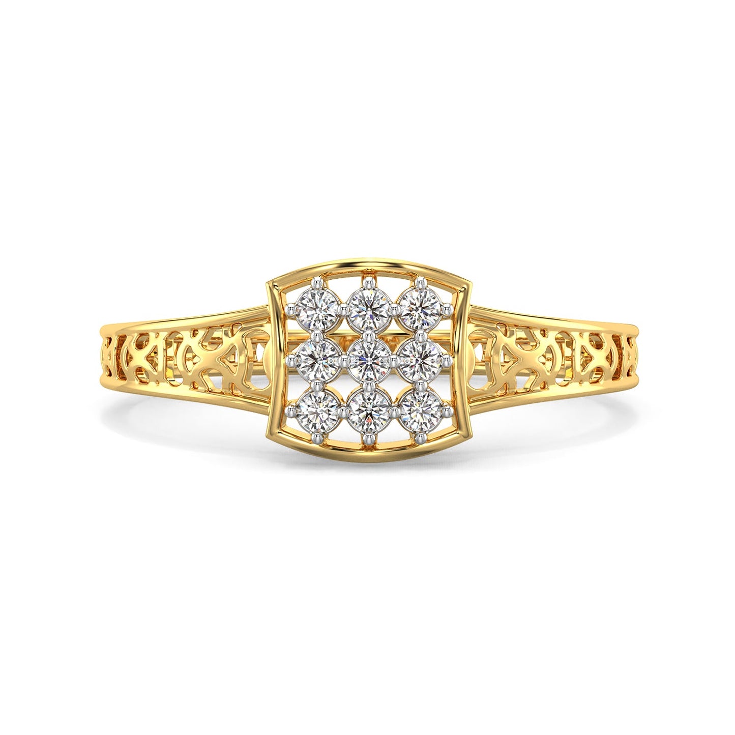 Stellar Net Mesh Diamond Ring-Yellow Gold