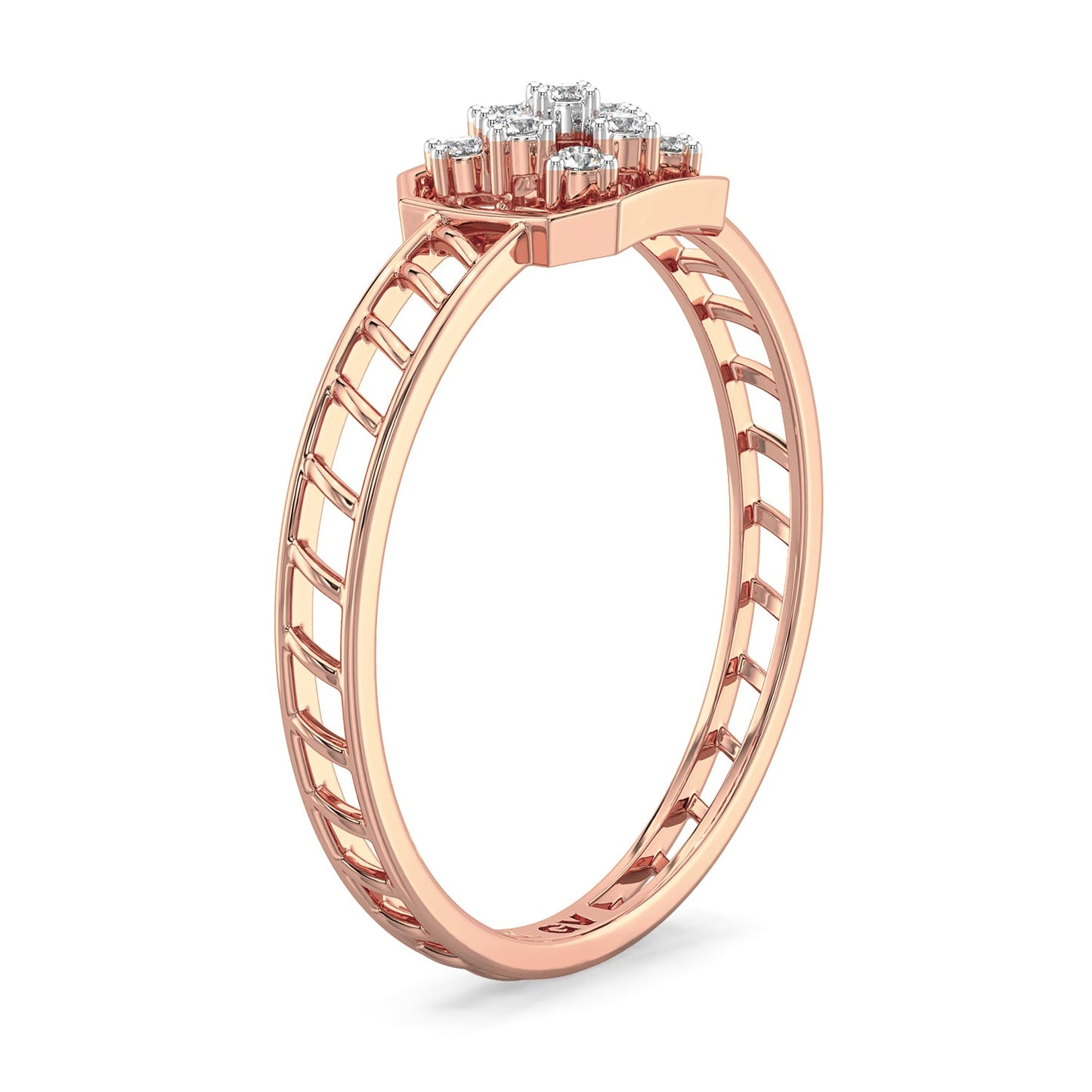 Grid Mesh Diamond Ring-Rose Gold