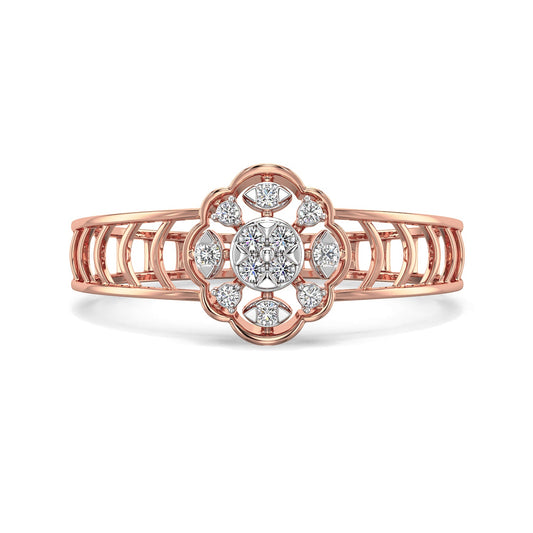 Subtle Spark Mesh Diamond Ring-Rose Gold