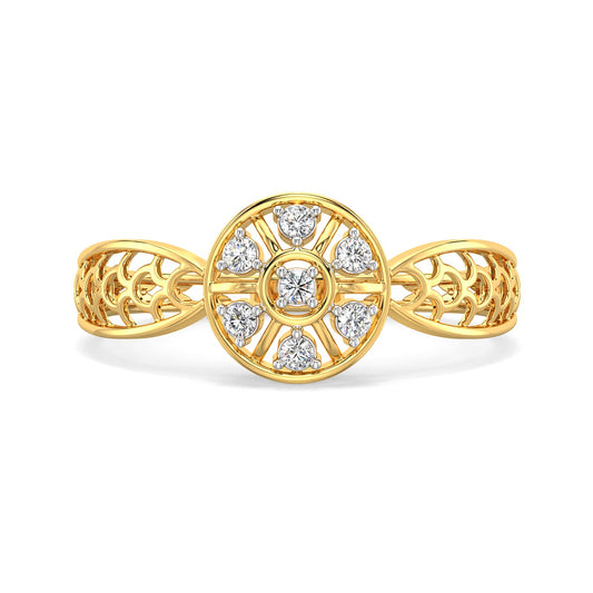 Bloom Mesh Diamond Ring-Yellow Gold