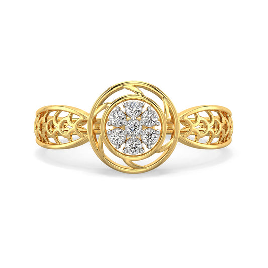 Aurora Halo Mesh Diamond Ring-Yellow Gold