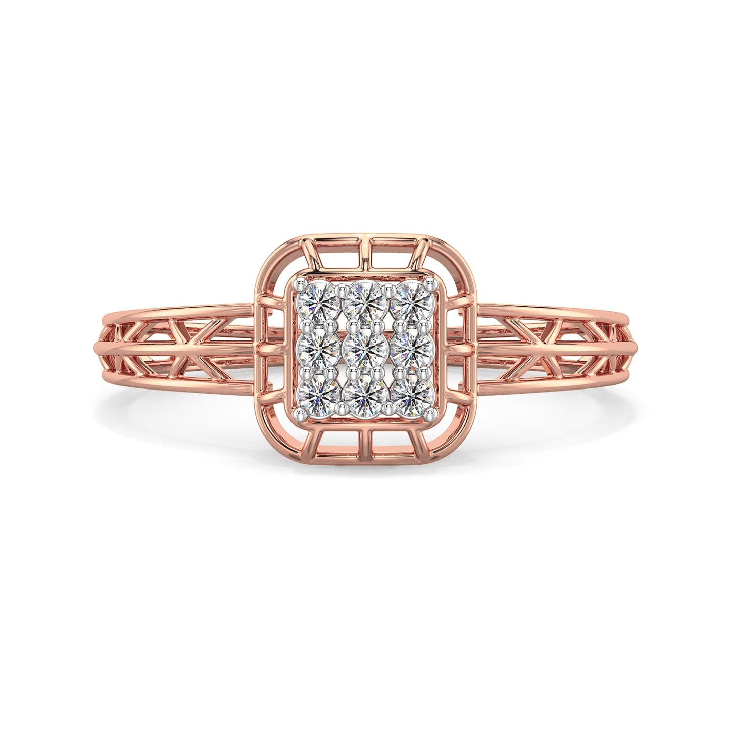 Serenity Mesh Diamond Ring-Rose Gold